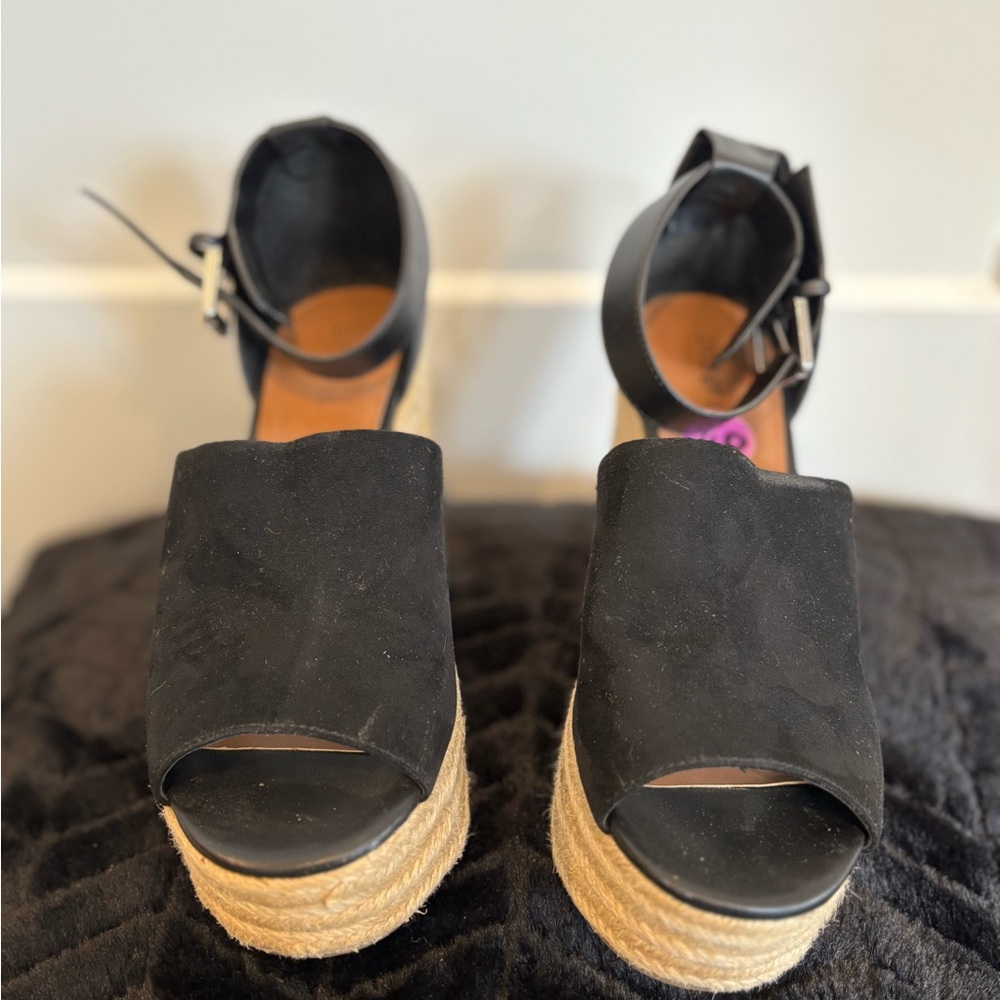 Indigo Black Platform Espadrille Sandals Size 8.5